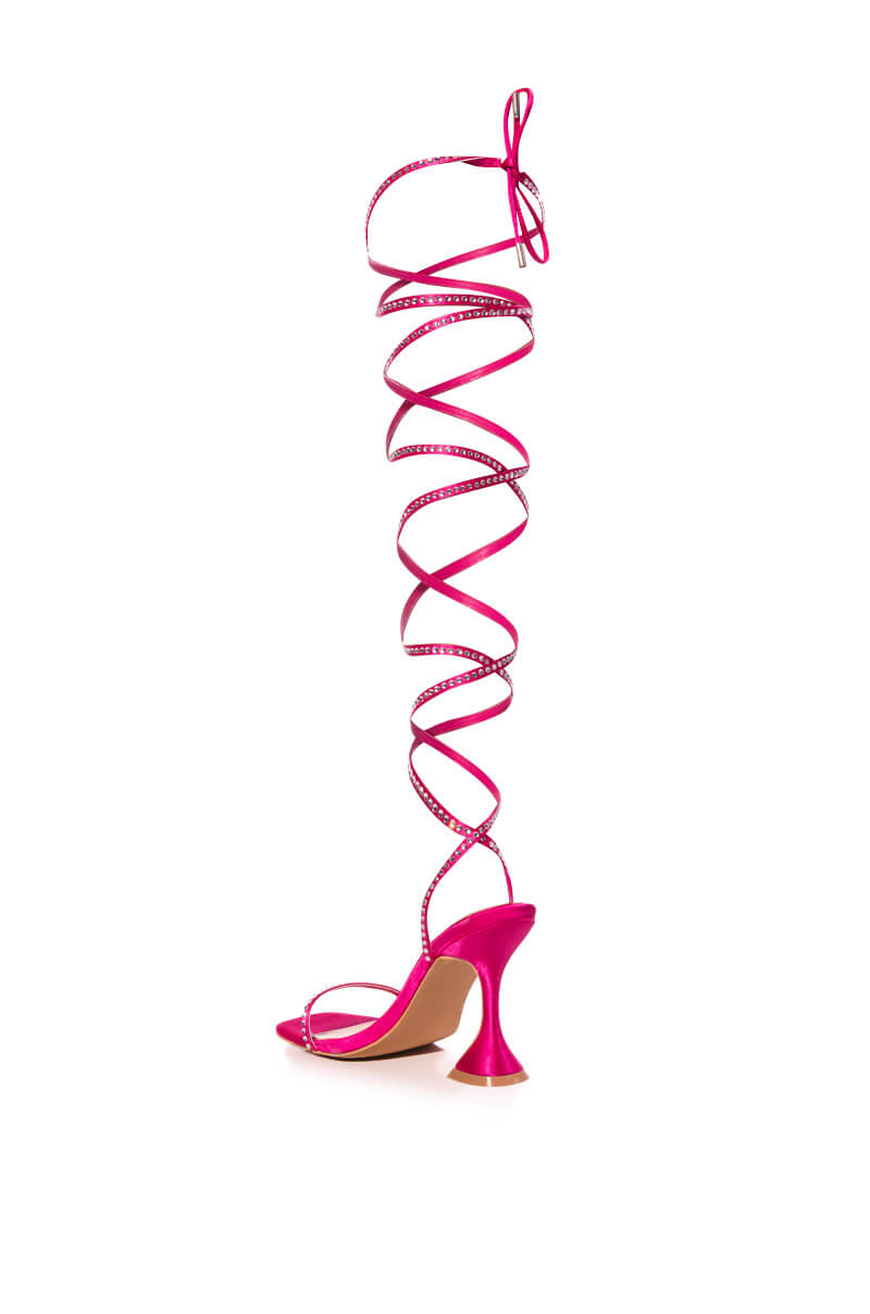 AZALEA WANG SOPHIE LACE UP SANDAL IN PINK