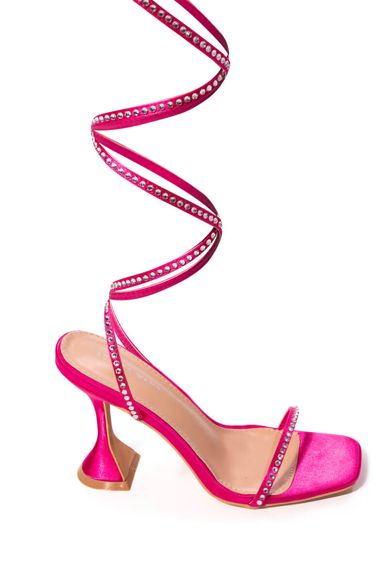 AZALEA WANG SOPHIE LACE UP SANDAL IN PINK