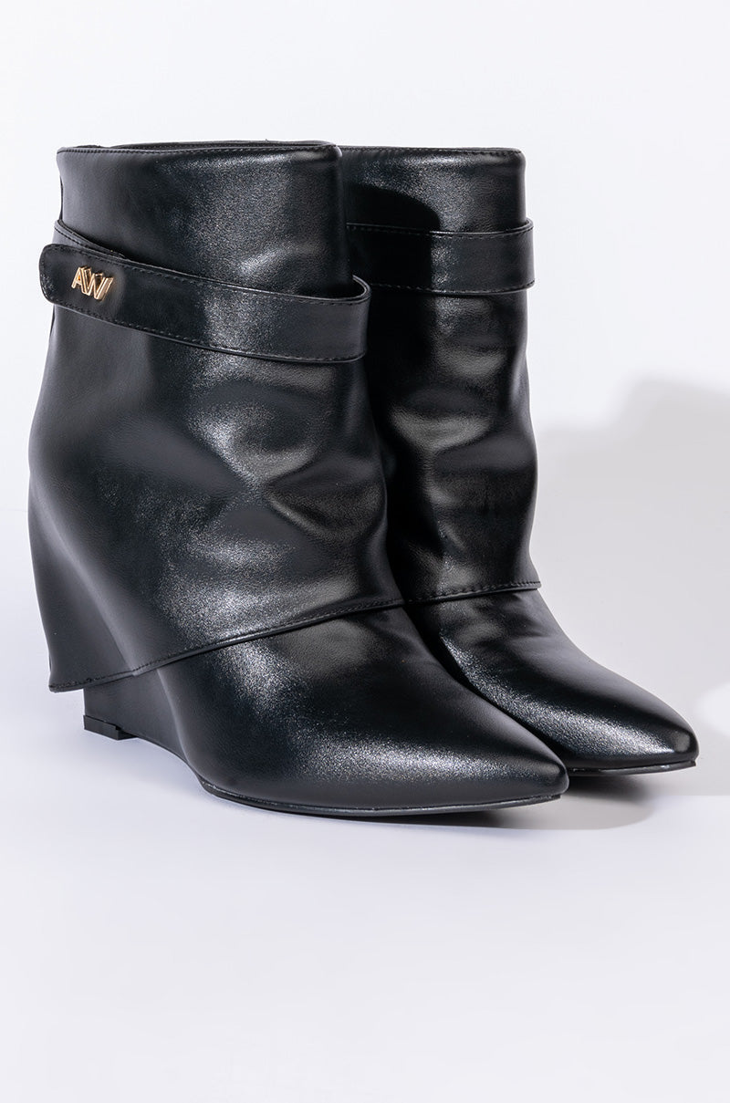 AZALEA WANG OFF THE GRID WEDGE BOOTIE IN BLACK