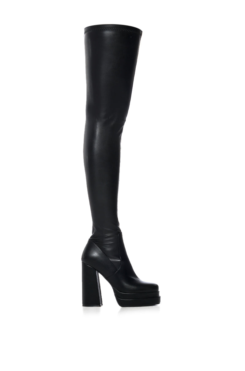 AZALEA WANG SHAQ BLACK THIGH HIGH BOOT