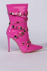 AZALEA WANG OVER AND OUT STILETTO BOOTIE IN PINK