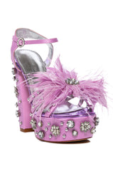 AZALEA WANG KIKI EMBELLISHED CHUNKY SANDAL IN PURPLE
