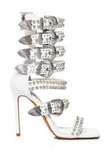 AZALEA WANG PEPPERMINT BUCKLE GLADIATOR SANDAL IN WHITE