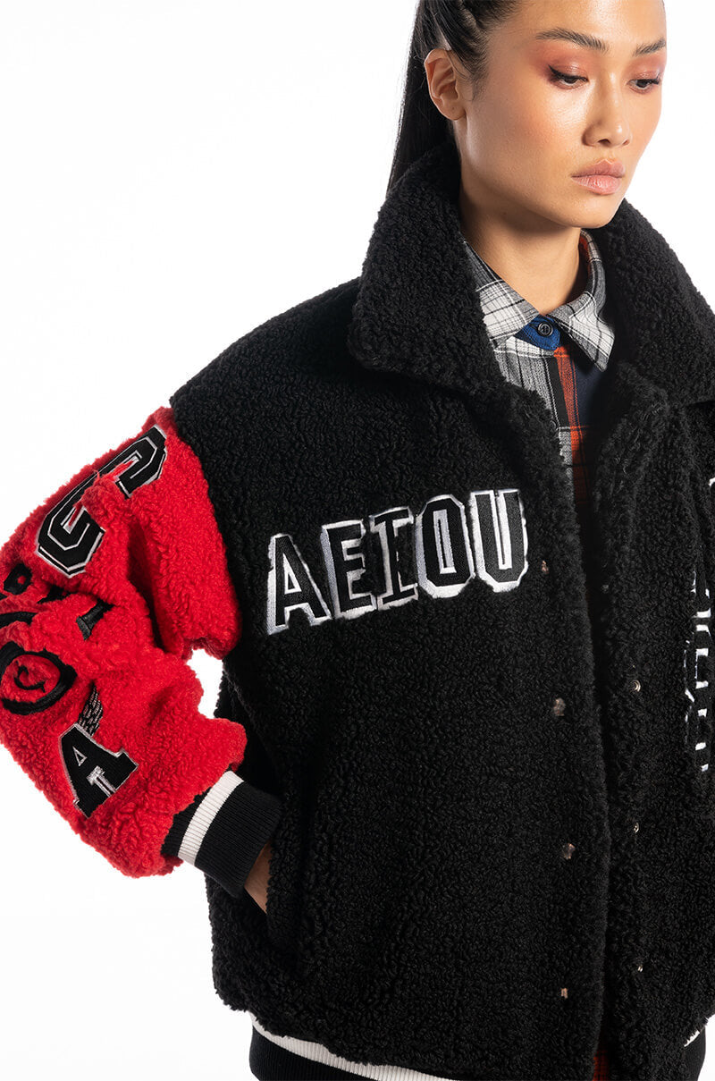 SOLO BEAR TEDDY VARSITY JACKET
