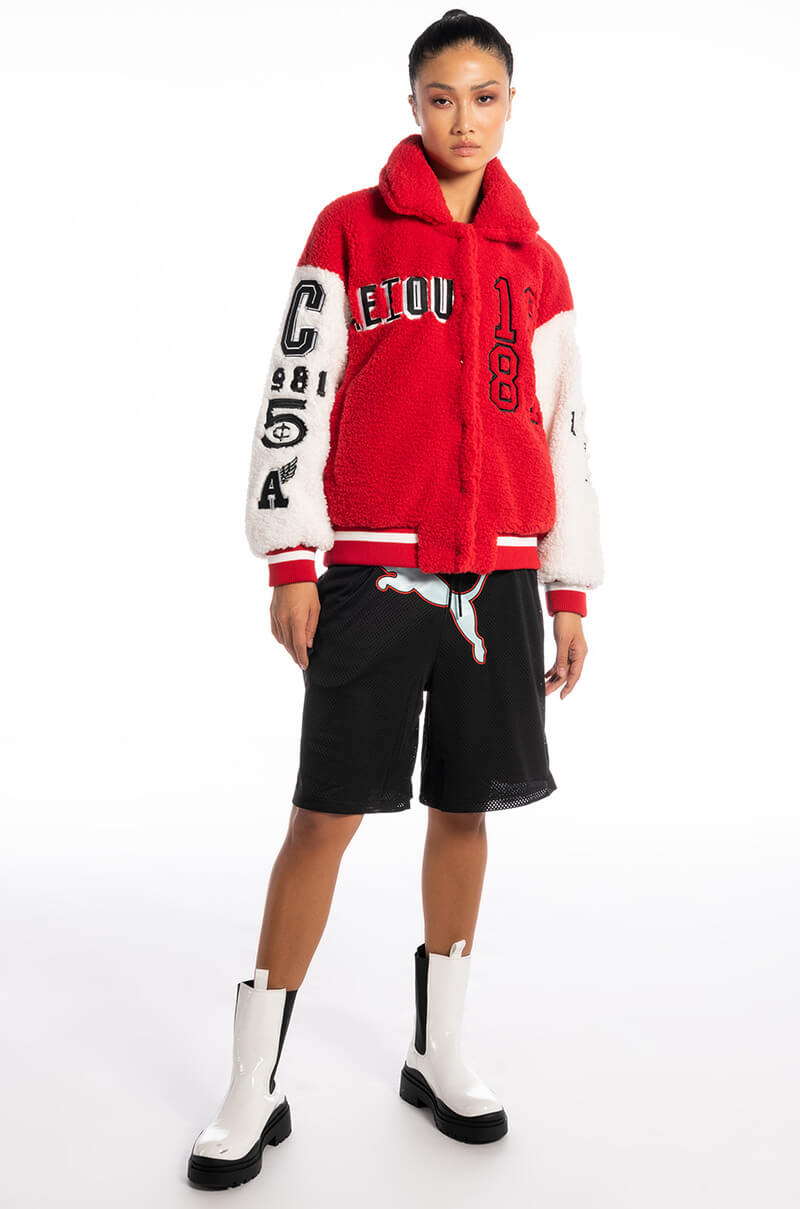 SOLO BEAR TEDDY VARSITY JACKET