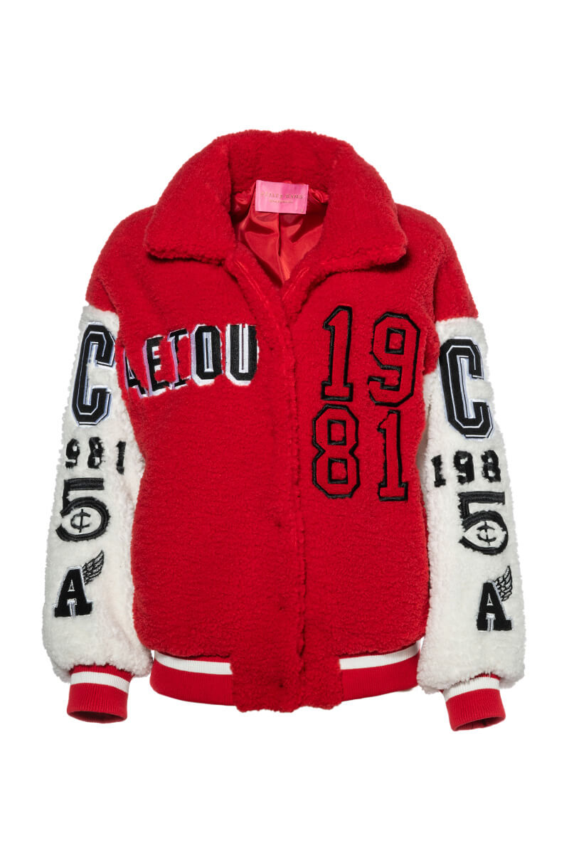 SOLO BEAR TEDDY VARSITY JACKET
