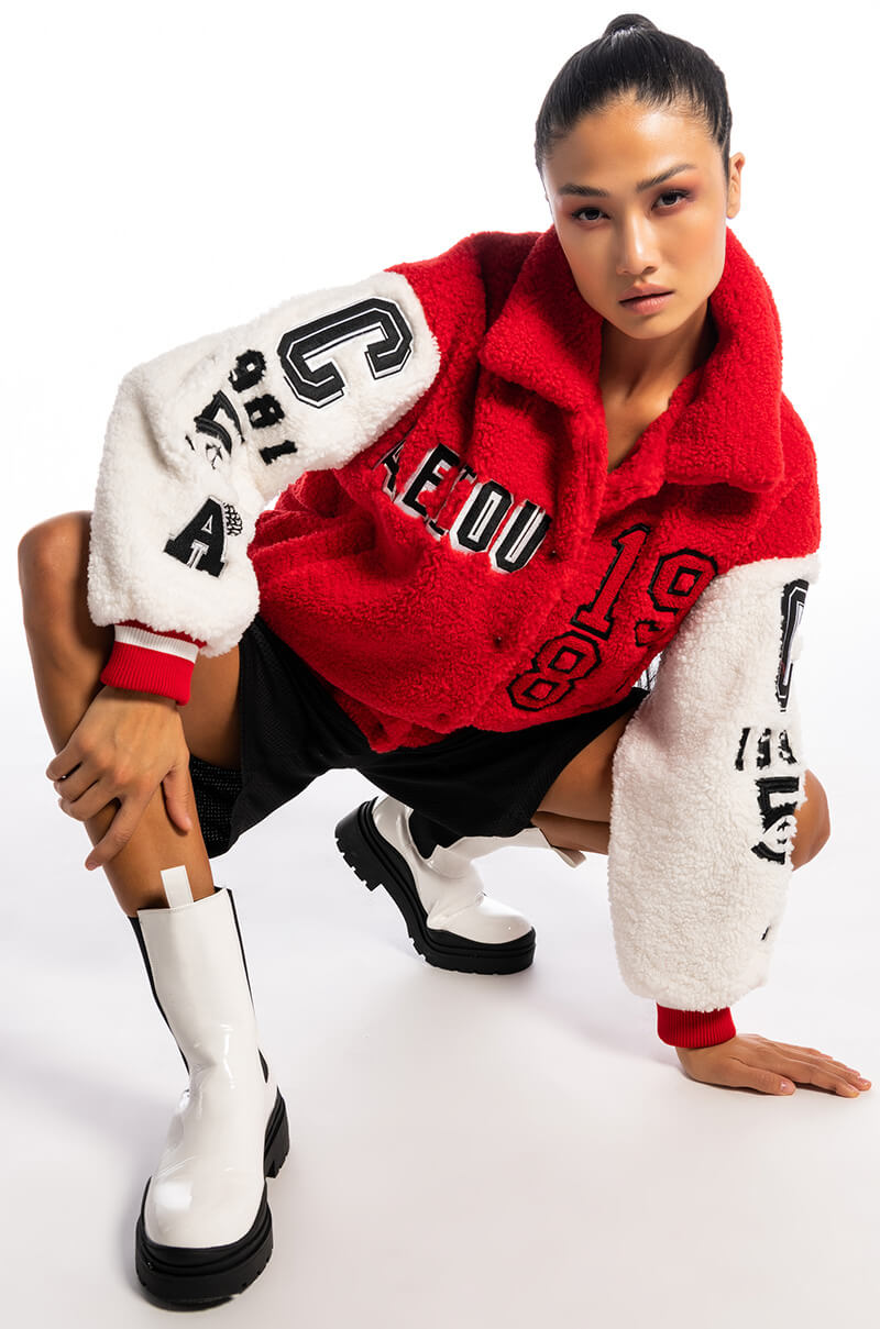 SOLO BEAR TEDDY VARSITY JACKET