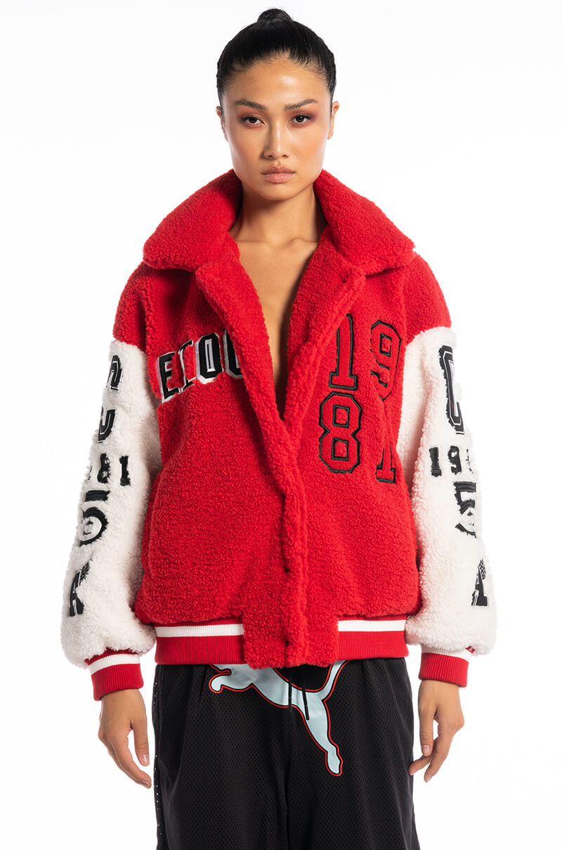 SOLO BEAR TEDDY VARSITY JACKET
