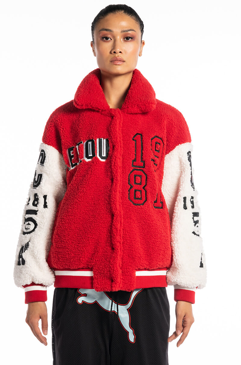 SOLO BEAR TEDDY VARSITY JACKET