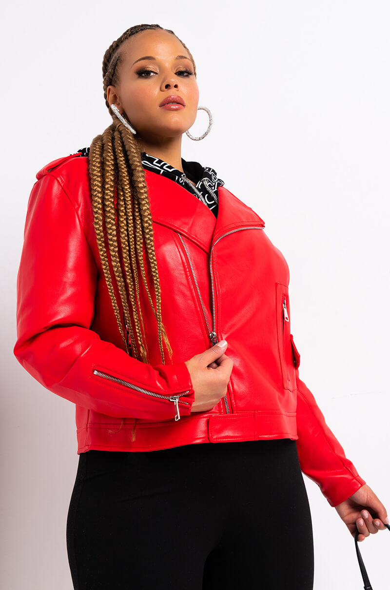 AZALEA WANG PLUS SIZE AUSSY BASIC MOTO JACKET