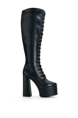 AZALEA WANG PRECIOUS CHUNKY LACE UP BOOT IN BLACK