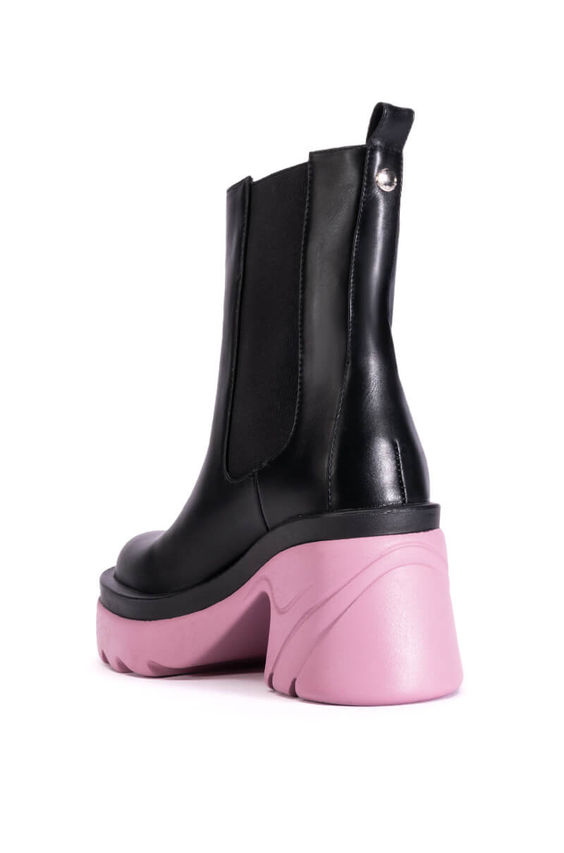 AZALEA WANG PRIMROSE PURPLE SOLE CHUNKY BOOTS IN BLACK