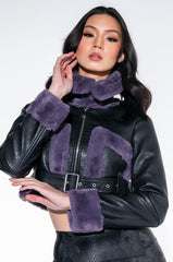 AZALEA WANG PALOMA BONDED FUR PU JACKET