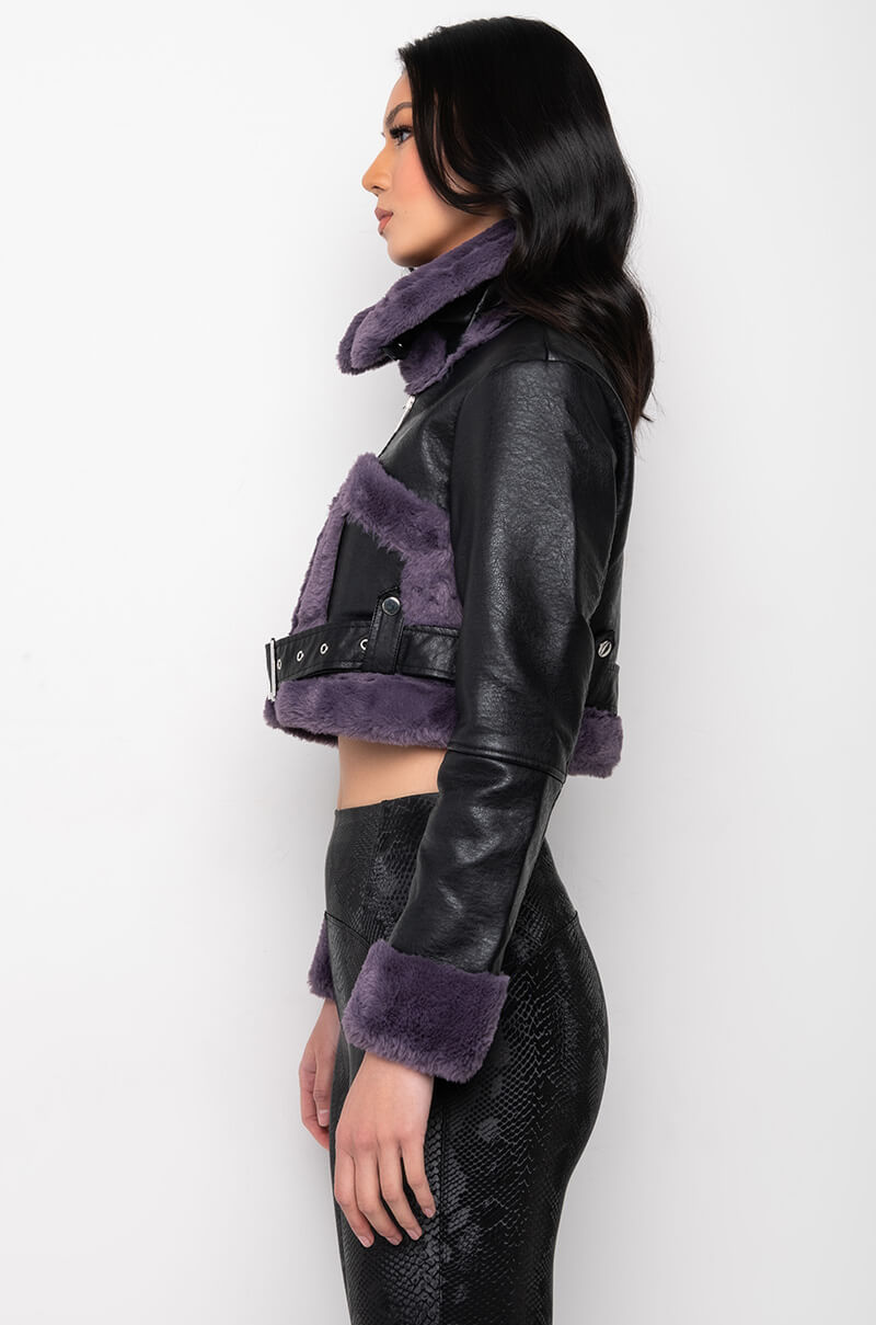 AZALEA WANG PALOMA BONDED FUR PU JACKET