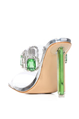 AZALEA WANG PYPER GREEN GEM EMBELLISHED SANDAL