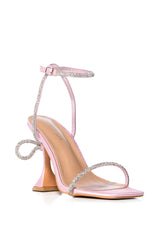 AZALEA WANG RENATA PINK SILVER PIPING STILETTO SANDAL