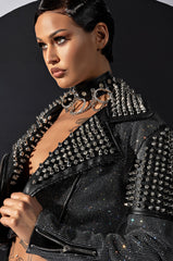 RHINESTONE BOMB CROP MOTO JACKET