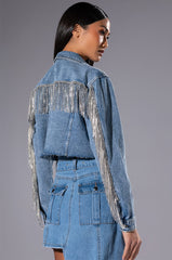 AZALEA WANG JULES DENIM WITH RHINESTONES