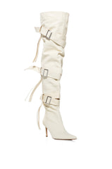 AZALEA WANG RICHMOND CREAM UTILITY STRAPPY BOOT