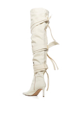 AZALEA WANG RICHMOND CREAM UTILITY STRAPPY BOOT