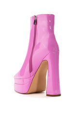 AZALEA WANG ROSETTE PINK PATENT CHUNKY BOOTIE