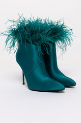 AZALEA WANG RUFFLE YOUR FEATHERS STILETTO BOOTIE IN GREEN