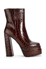 AZALEA WANG MATEO CHUNKY BOOTIE IN BROWN CROC