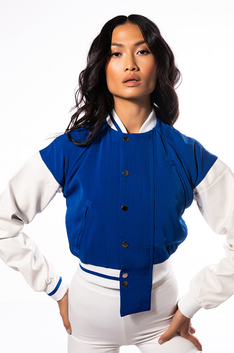 RUNNER FITTED CROP VARSITY BOMBER