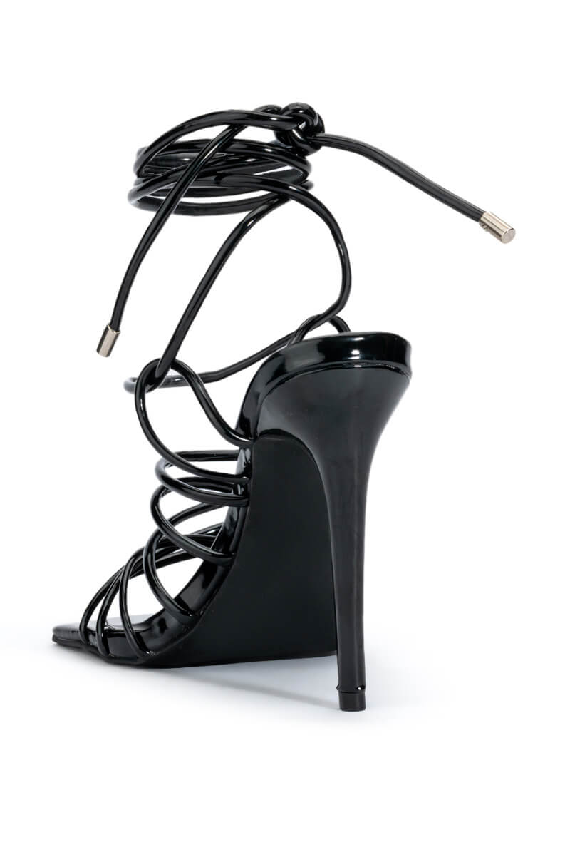 AZALEA WANG STRAPPY BLACK PATENT SANDAL