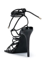 AZALEA WANG STRAPPY BLACK PATENT SANDAL