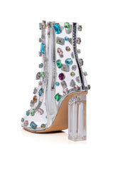 AZALEA WANG SHAYLEIGH EMBELLISHED PVC BOOTIE IN MULTI