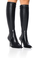 AZALEA WANG SHULI BLACK KITTEN HEEL BOOT