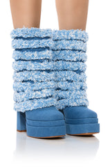 AZALEA WANG SIDSE CHUNKY BOOT IN DENIM