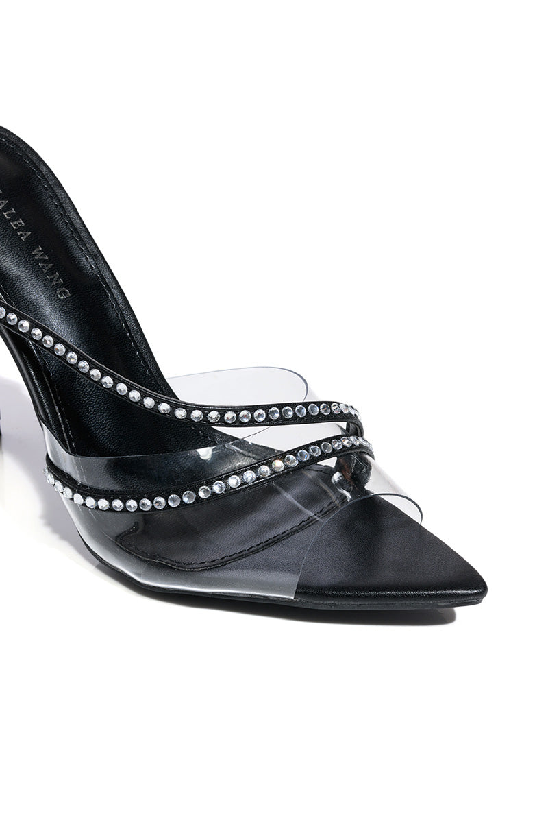 AZALEA WANG SITKA EMBELLISHED STILETTO SNADAL IN BLACK