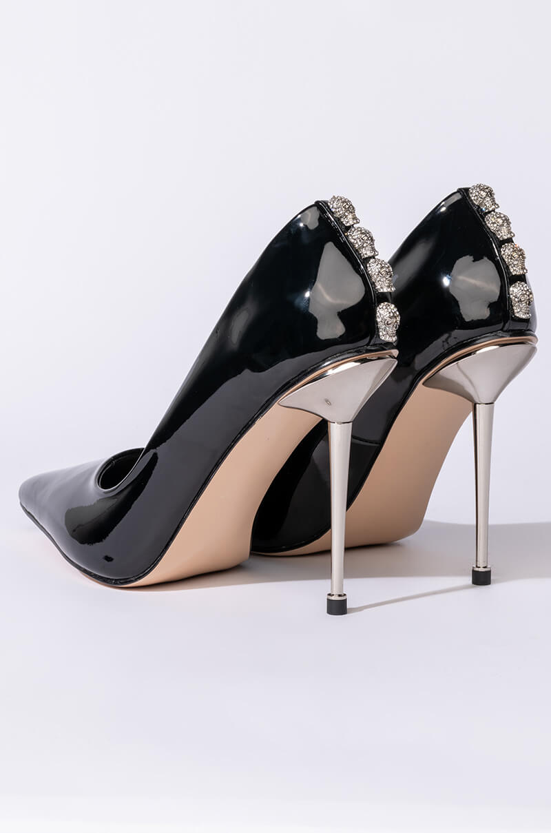 AZALEA WANG SKULLS IN MY CLOSET STILETTO PUMP IN BLACK