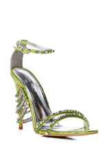AZALEA WANG JASIME EMBELLISHED TASSEL DESIGN SANDAL IN GREEN