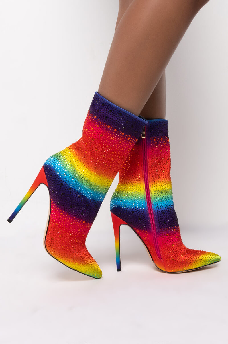 AZALEA WANG SPARKLE LIKE THAT STILETTO BOOTIE IN RAINBOW