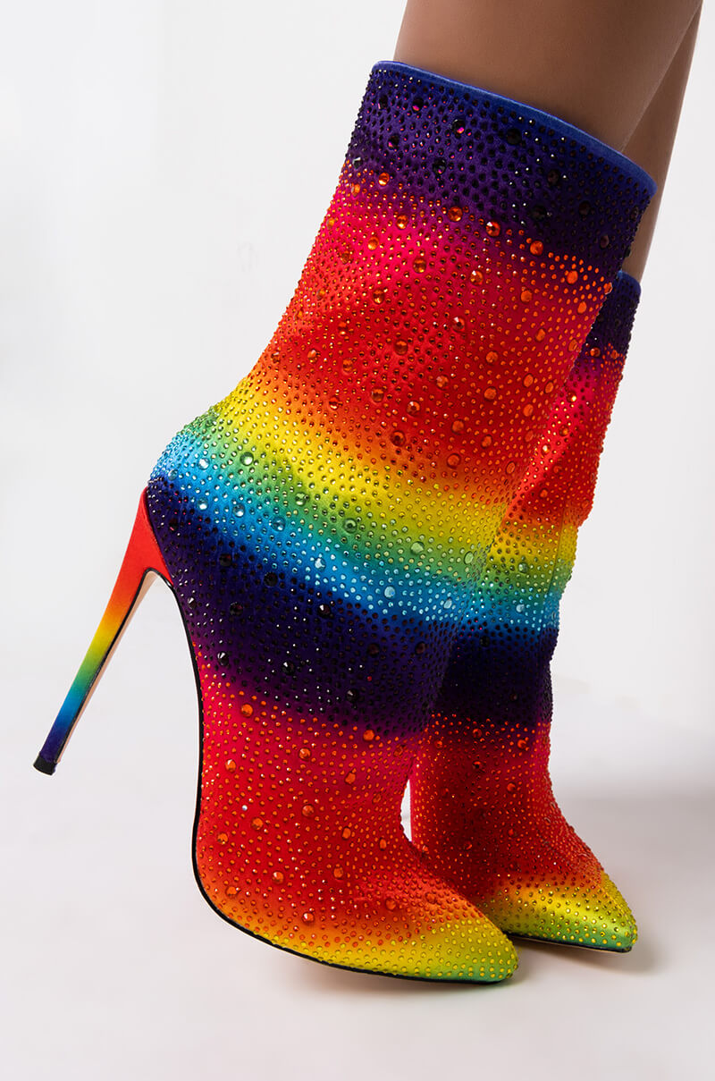 AZALEA WANG SPARKLE LIKE THAT STILETTO BOOTIE IN RAINBOW