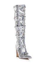AZALEA WANG SPEED DRIVE SILVER EMBELLISHED BOOT