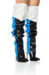 AZALEA WANG SPEED WAGON BLUE STRIPED BOOT