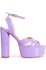 AZALEA WANG STANLEY STRAP ON SEXY CHUNKY SANDAL IN PURPLE