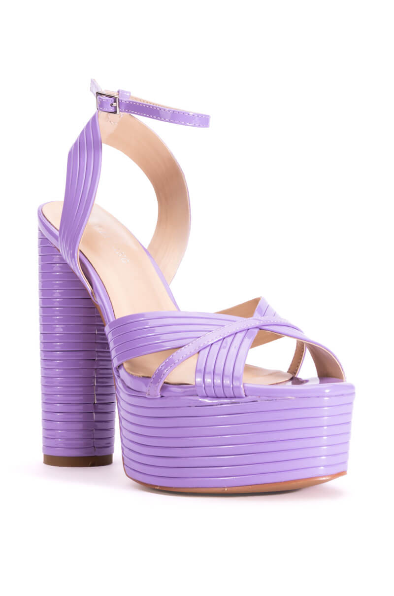 AZALEA WANG STANLEY STRAP ON SEXY CHUNKY SANDAL IN PURPLE