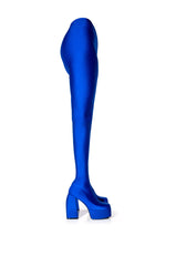 AZALEA WANG HEYHEY CHUNKY BOOT PANT IN BLUE