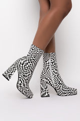 AZALEA WANG STARS TONIGHT CHUNKY BOOTIE IN BLACK WHITE