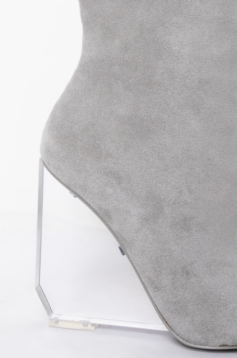 AZALEA WANG STEPPIN ON GLASS WEDGE BOOTIE IN GREY