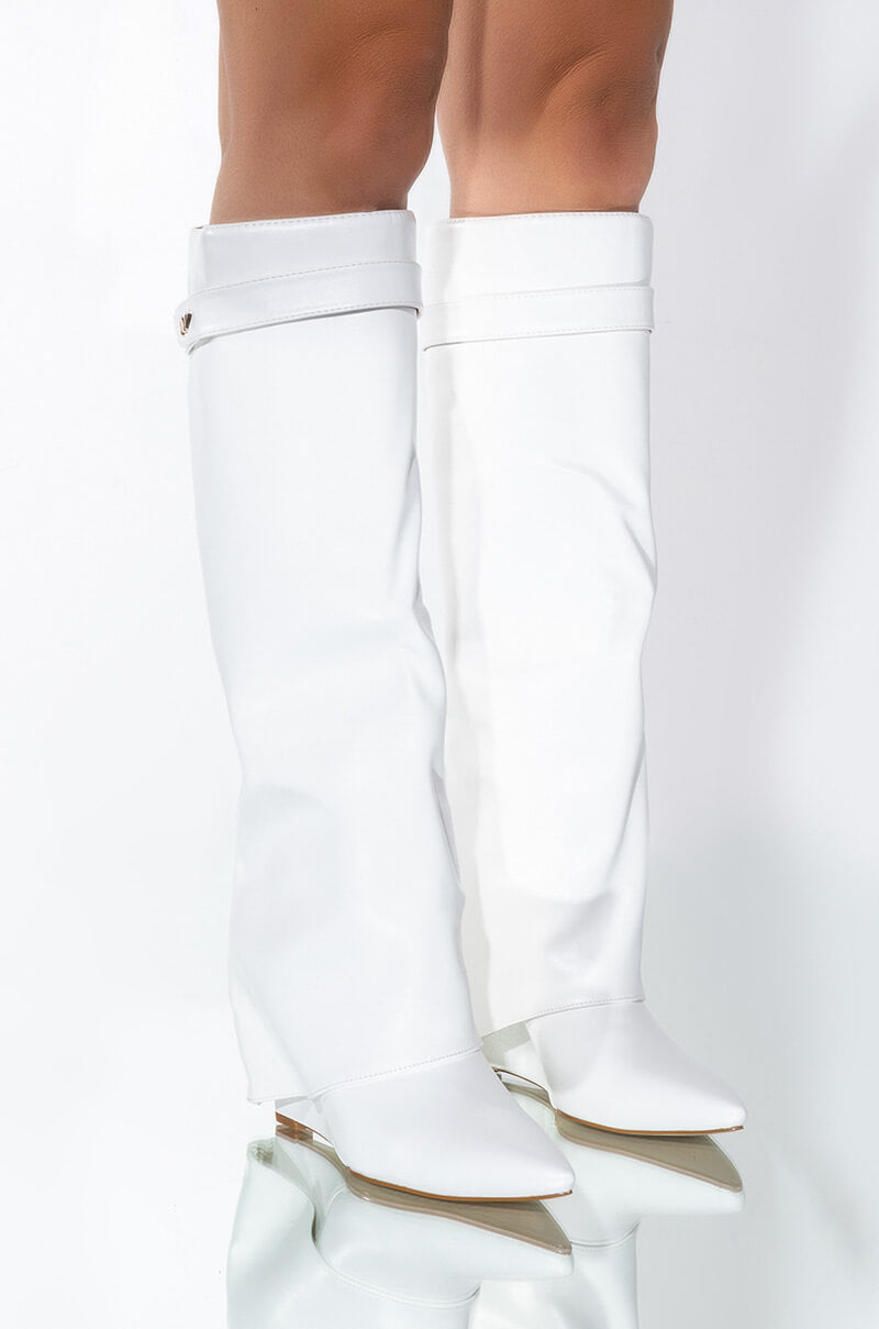 AZALEA WANG STUCK ON YOU WEDGE BOOT IN WHITE