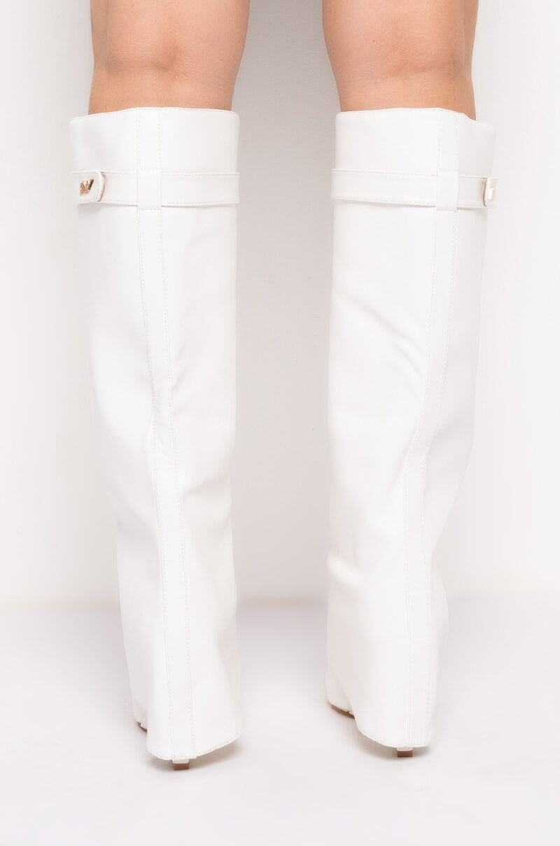 AZALEA WANG STUCK ON YOU WEDGE BOOT IN WHITE