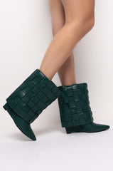 AZALEA WANG STUCK ON YOU WEDGE BOOTIE IN GREEN