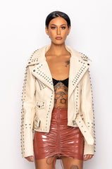 AZALEA WANG SUMMER SET STUDDED MOTO JACKET