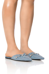 AZALEA WANG ROSEBUD BOW FLAT IN DENIM